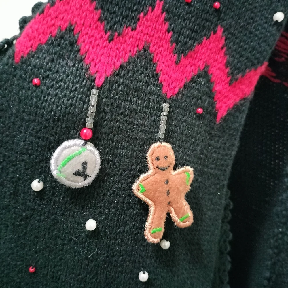 Celebration Wear Planet And Company Festive Black Cardigan with Holiday Accents - Picture 3 of 9